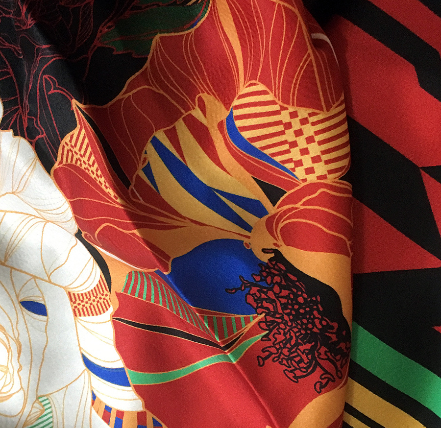 Abstract Ankara African Silk Satin Fabric